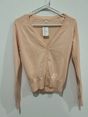Ambiance Peach Button-Front V-Neck Cardigan
